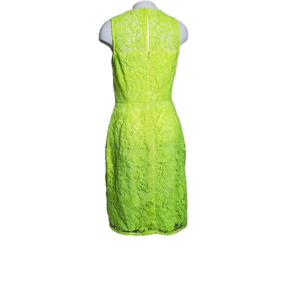 J.Crew Collection Neon Yellow Sleeveless Shift Lace Formal Dress  Size 4 - Picture 7 of 8